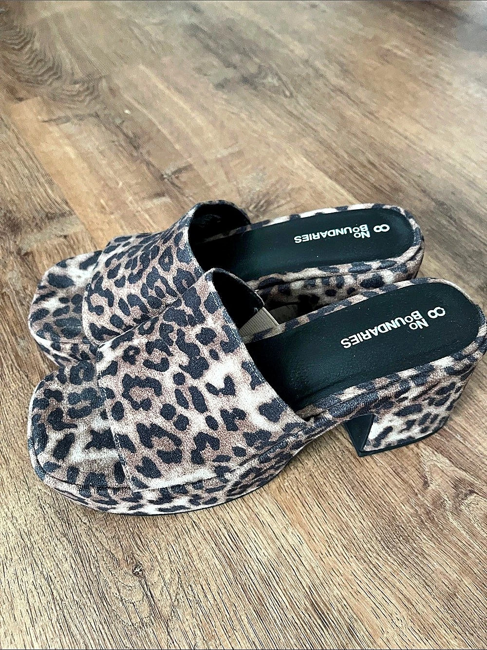 No Boundaries Leopard Print Wedge Mules US 8 Like New